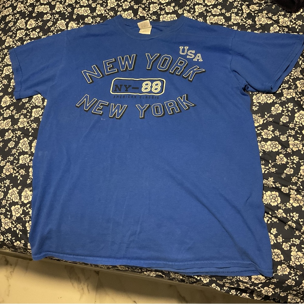 Blue New York Graphic Men's T-Shirt